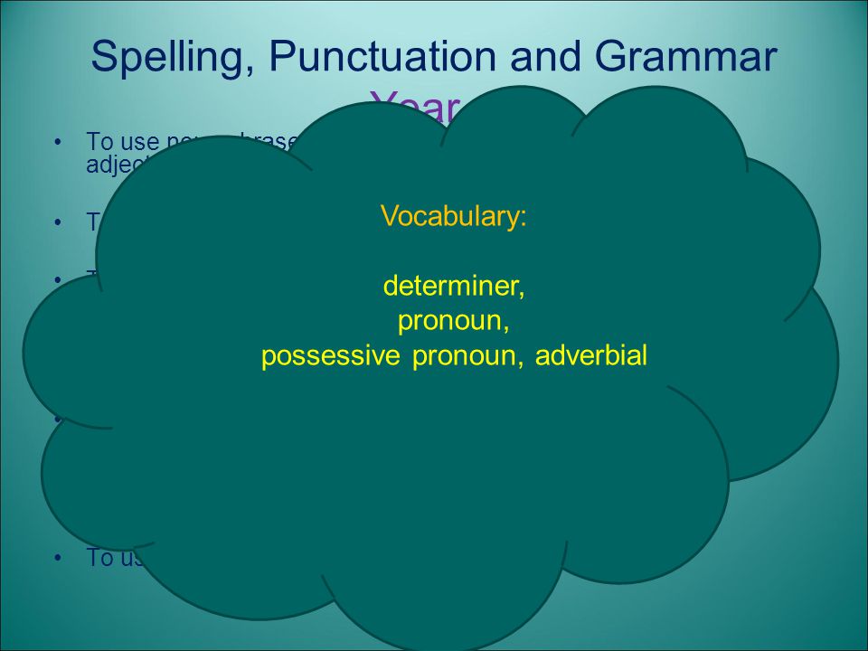 Spelling, Punctuation and Grammar Year 4