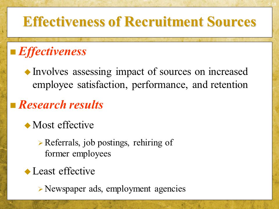 Effectiveness of Recruitment Sources