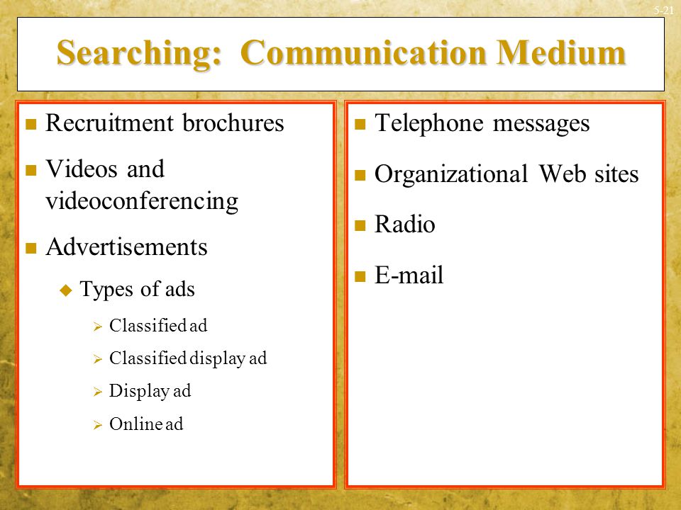 Searching: Communication Medium