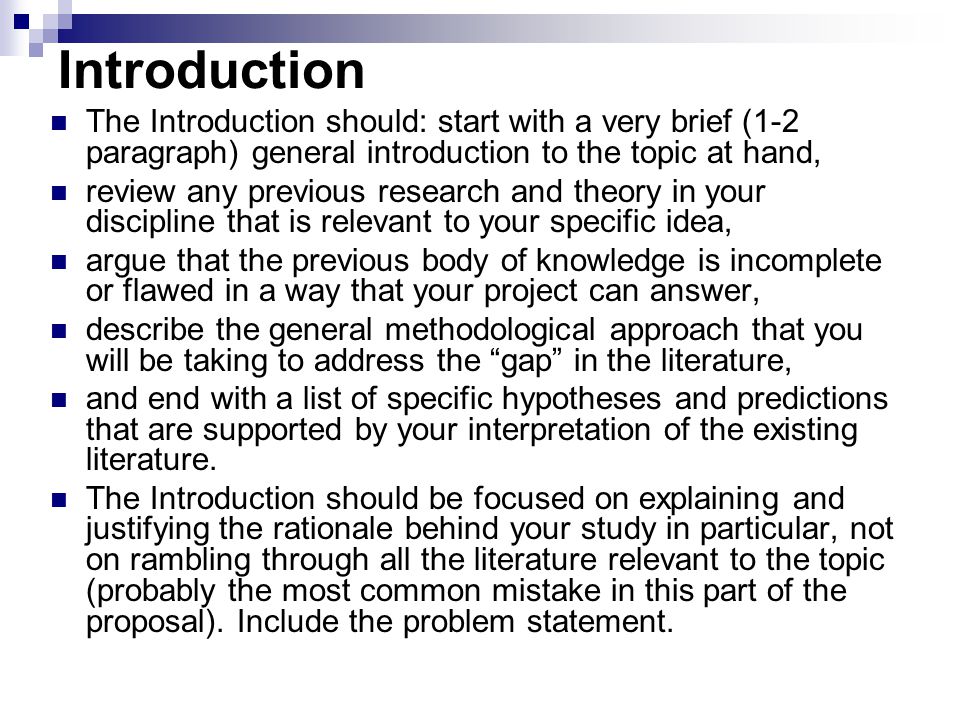 how to do an introduction for a project