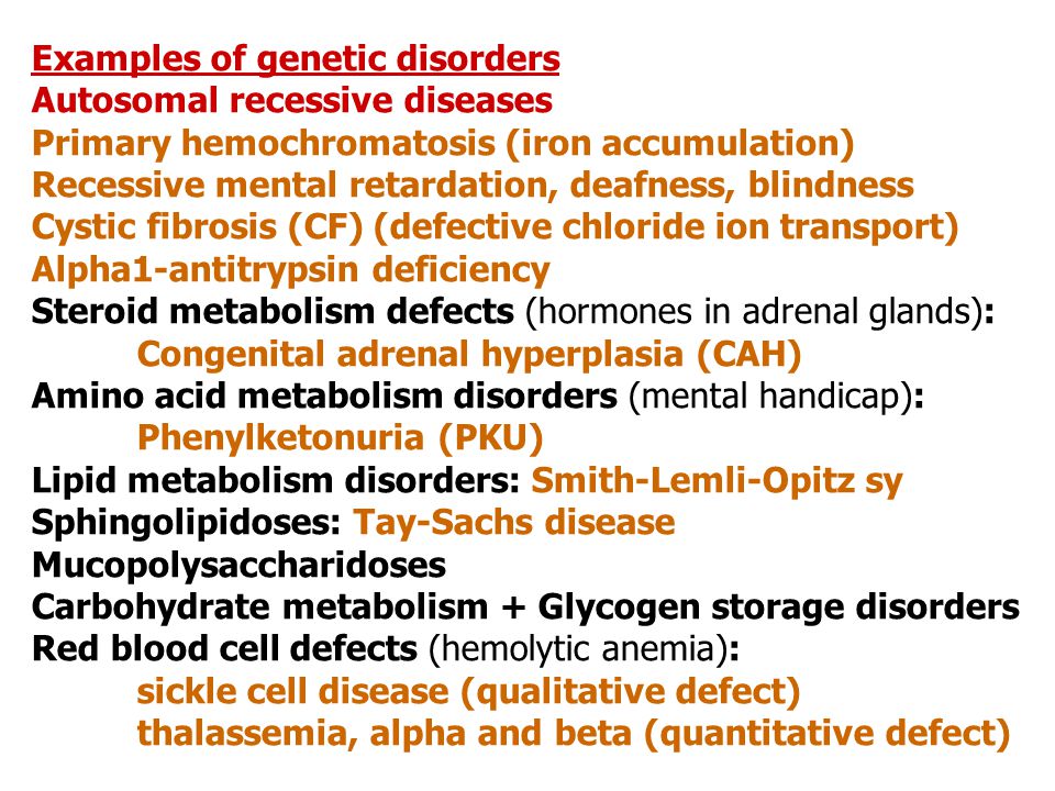 Examples of genetic disorders