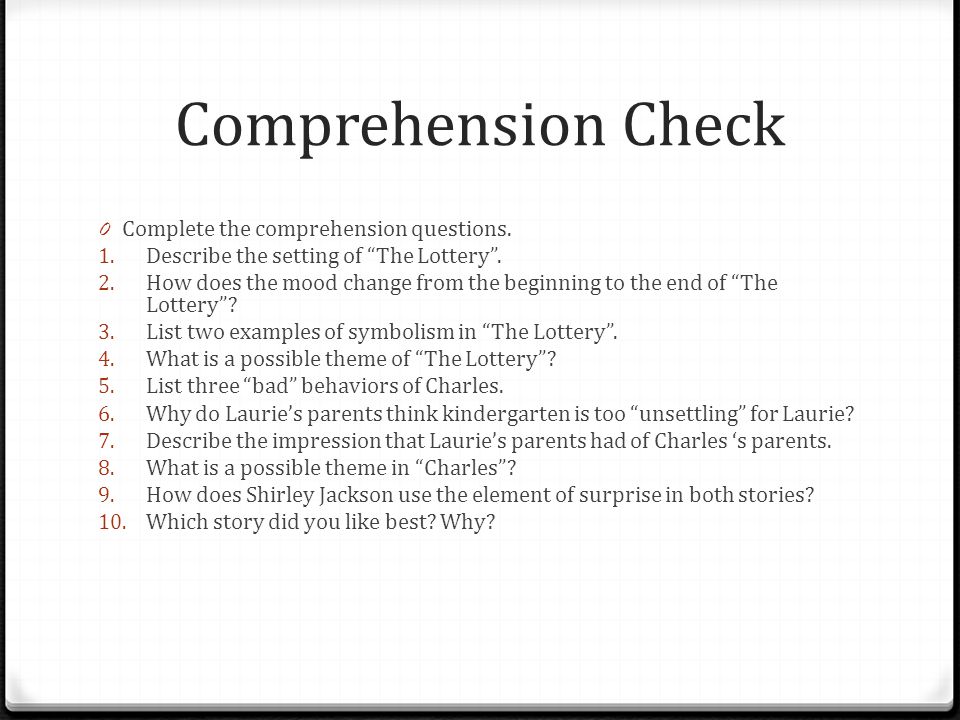 Comprehension Check Complete the comprehension questions.