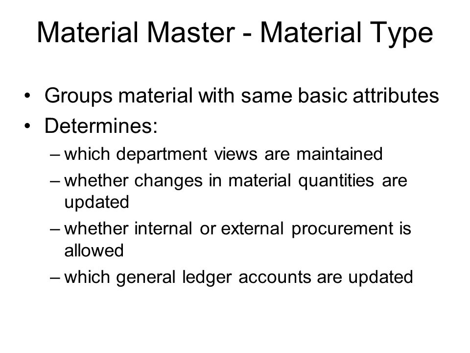 Material Master - Material Type
