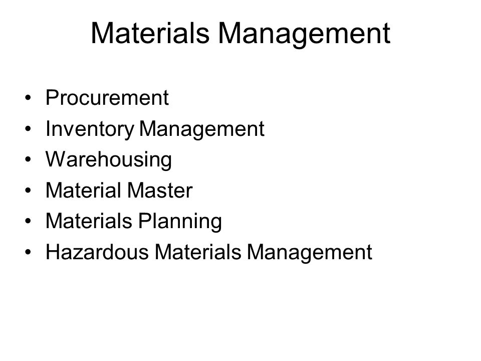 Materials Management Procurement Inventory Management Warehousing