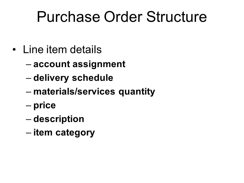 Purchase Order Structure