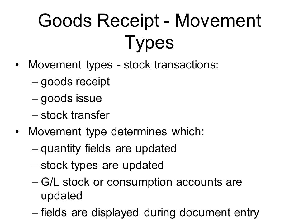Goods Receipt - Movement Types