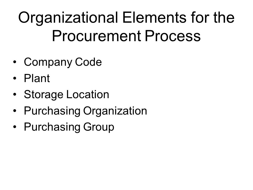 Organizational Elements for the Procurement Process