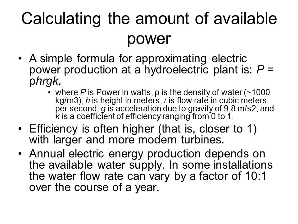 Calculating the amount of available power