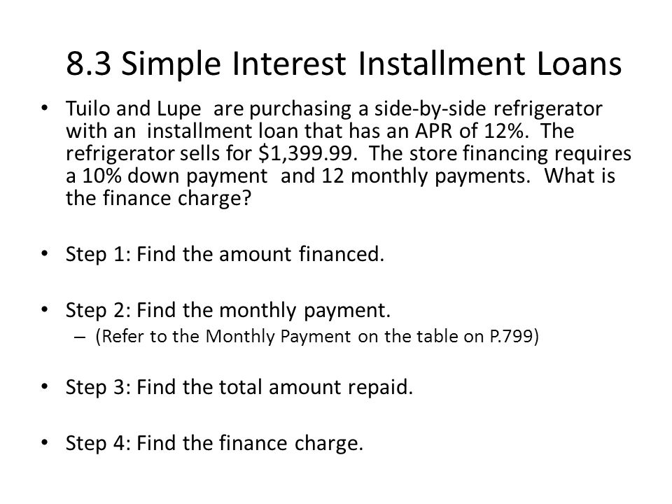8.3 Simple Interest Installment Loans