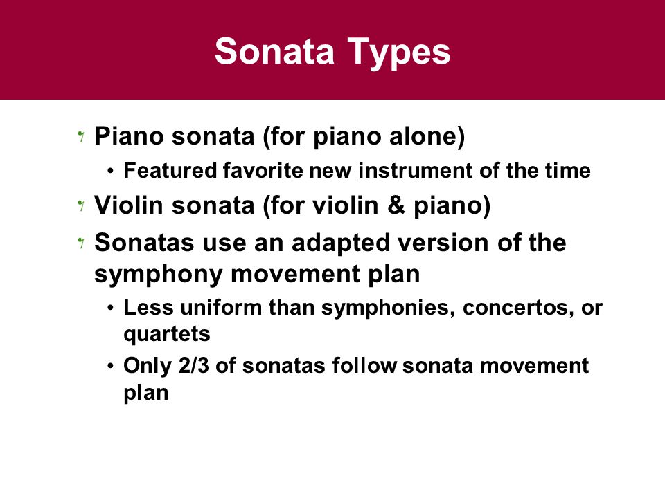 Sonata Types Piano sonata (for piano alone)
