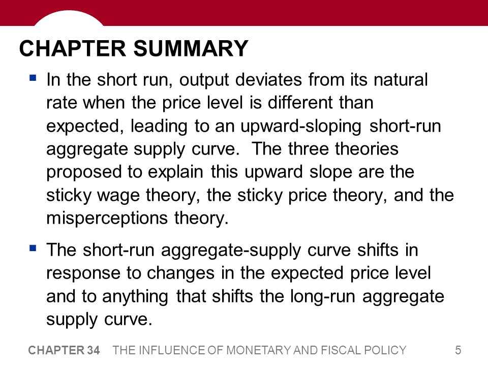 CHAPTER SUMMARY Economic fluctuations are caused by shifts in aggregate demand and aggregate supply.