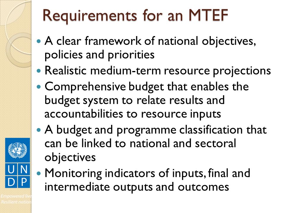 Requirements for an MTEF