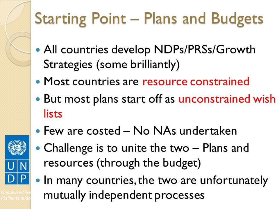 Starting Point – Plans and Budgets