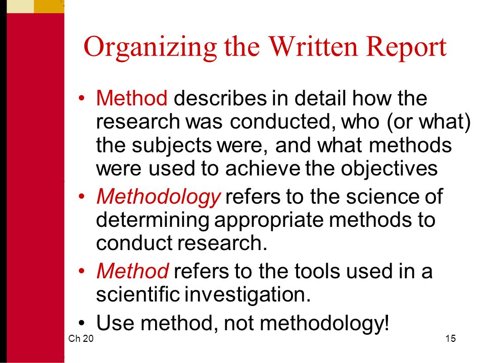 Organizing the Written Report