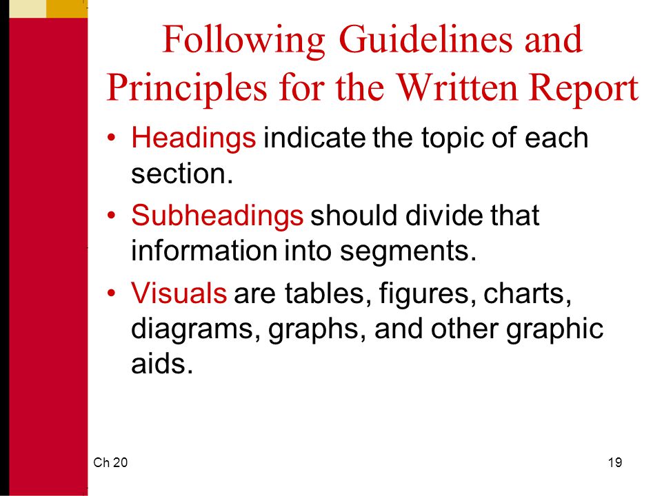 Following Guidelines and Principles for the Written Report