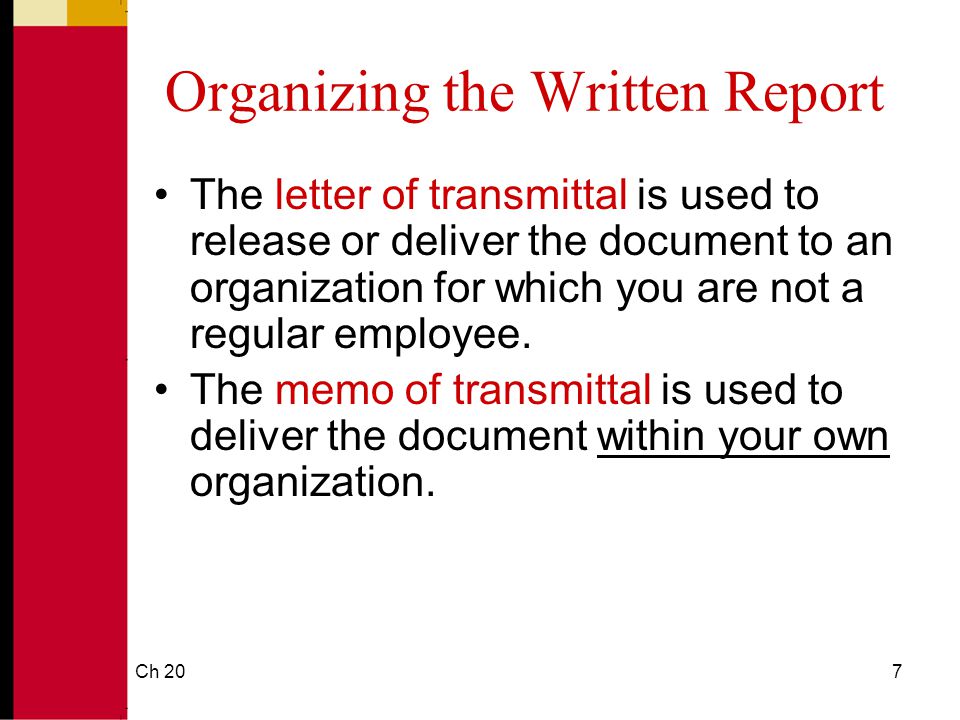 Organizing the Written Report
