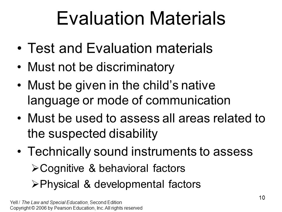 Evaluation Materials Test and Evaluation materials