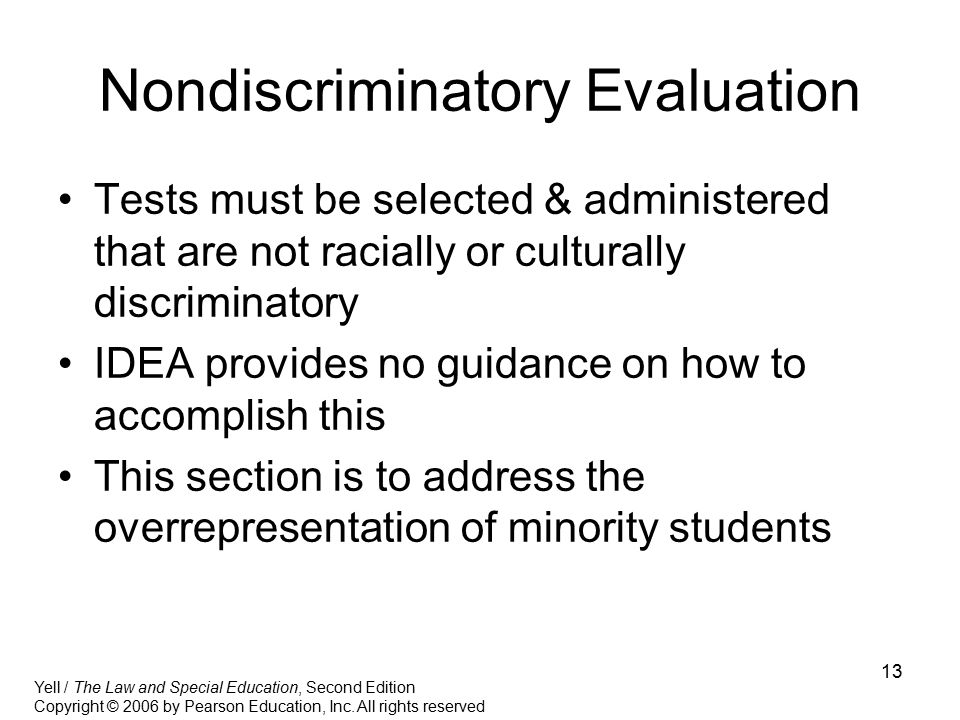 Nondiscriminatory Evaluation