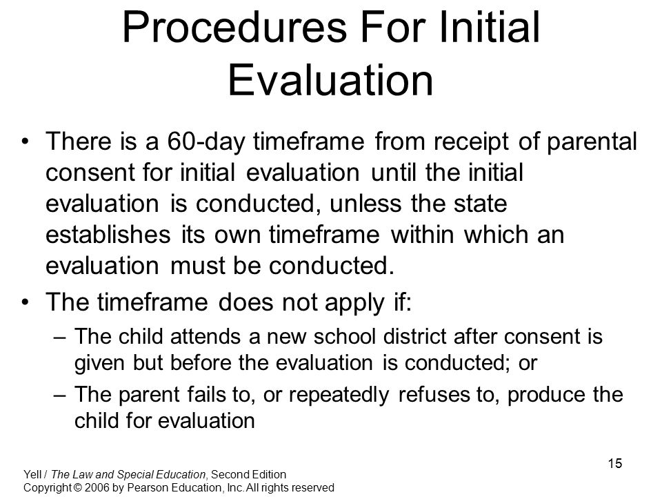 Procedures For Initial Evaluation