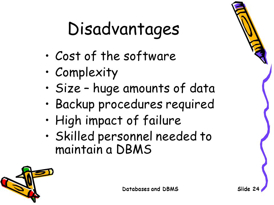 how can the complexity of a dbms be a disadvantage