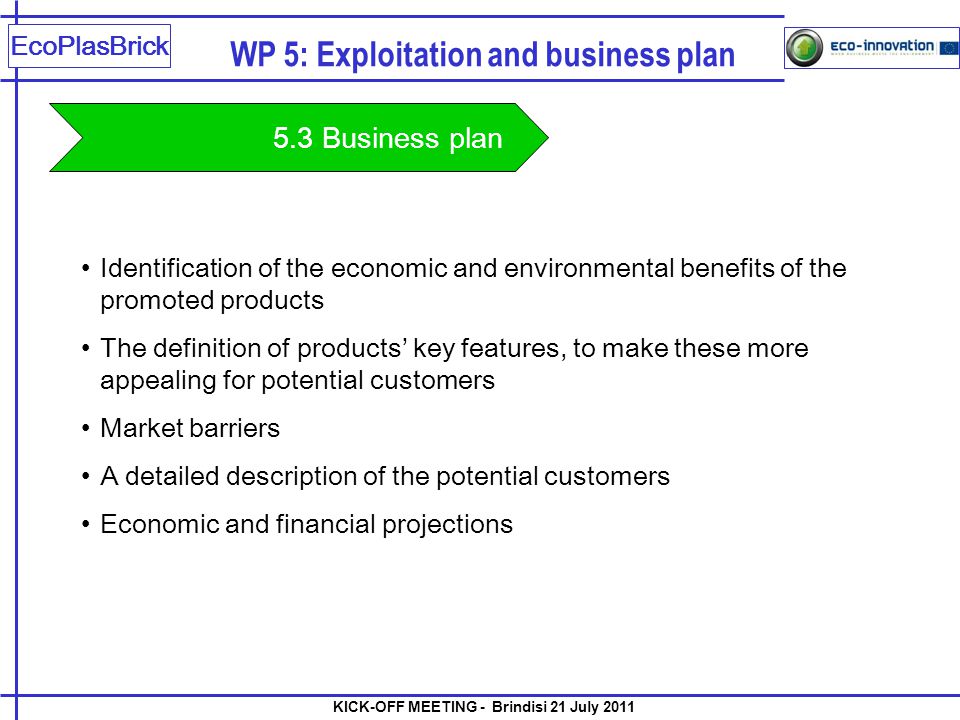 WP 5: Exploitation and business plan