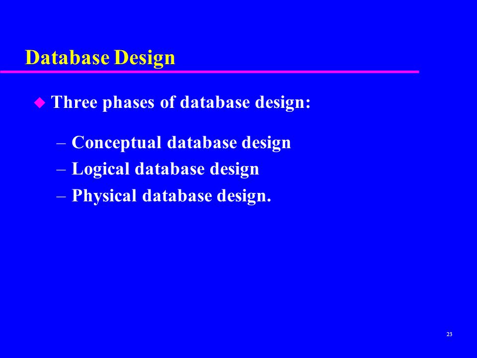 Database Design Three phases of database design: