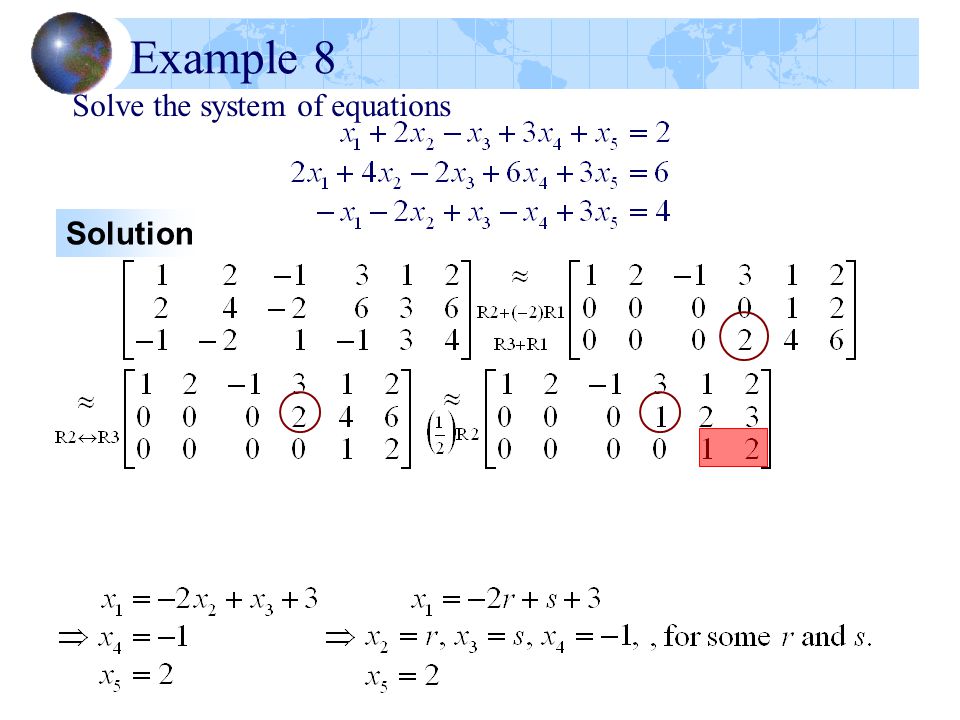 Example 8 Solve the system of equations Solution