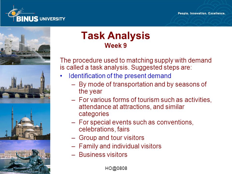 Task Analysis Week 9 The procedure used to matching supply with demand