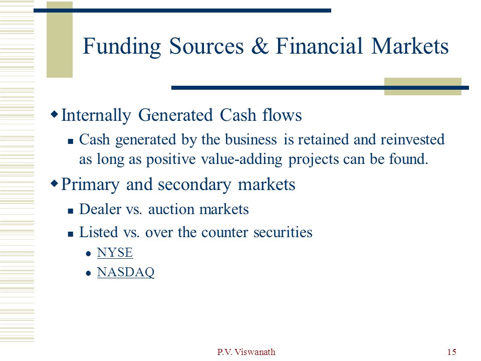 Funding Sources & Financial Markets
