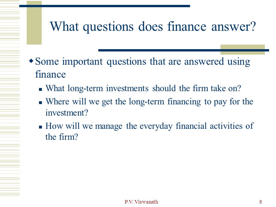What questions does finance answer