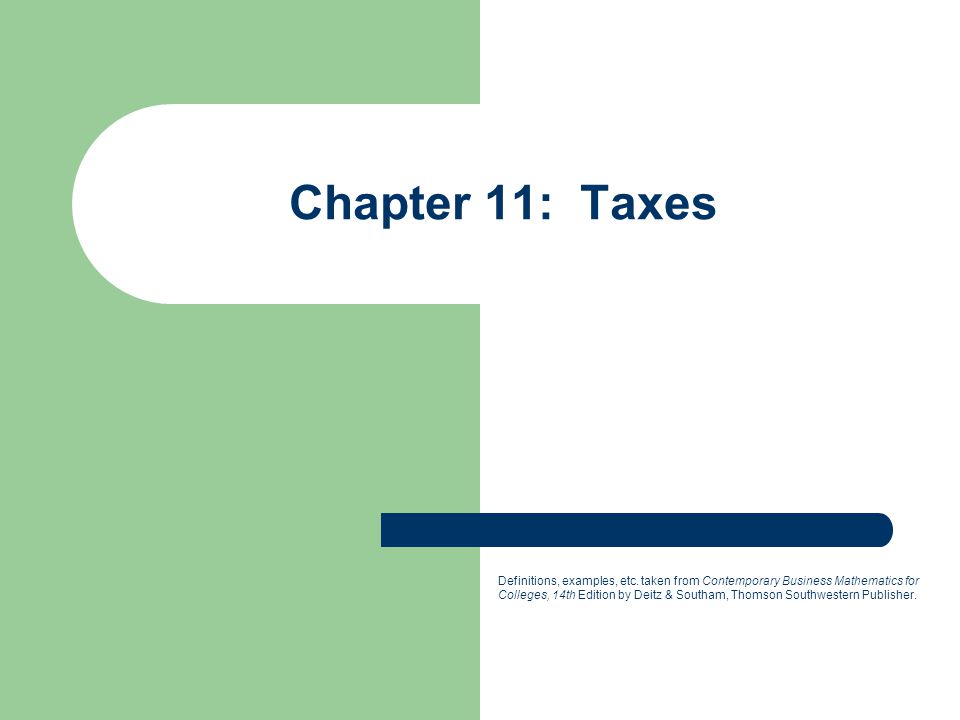 Chapter 11: Taxes