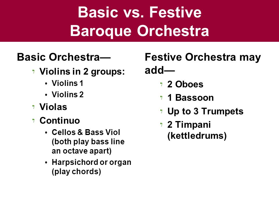 Basic vs. Festive Baroque Orchestra