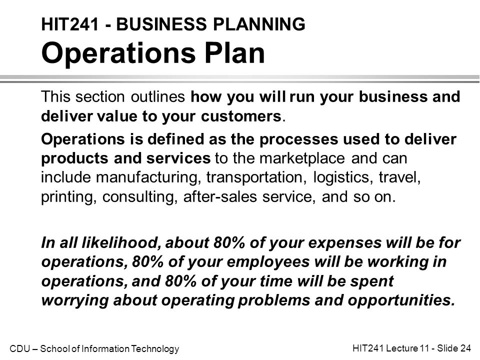 what is operational plan in business plan