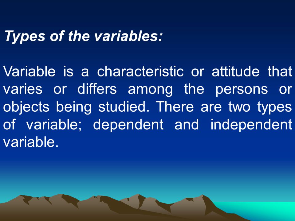 Types of the variables: