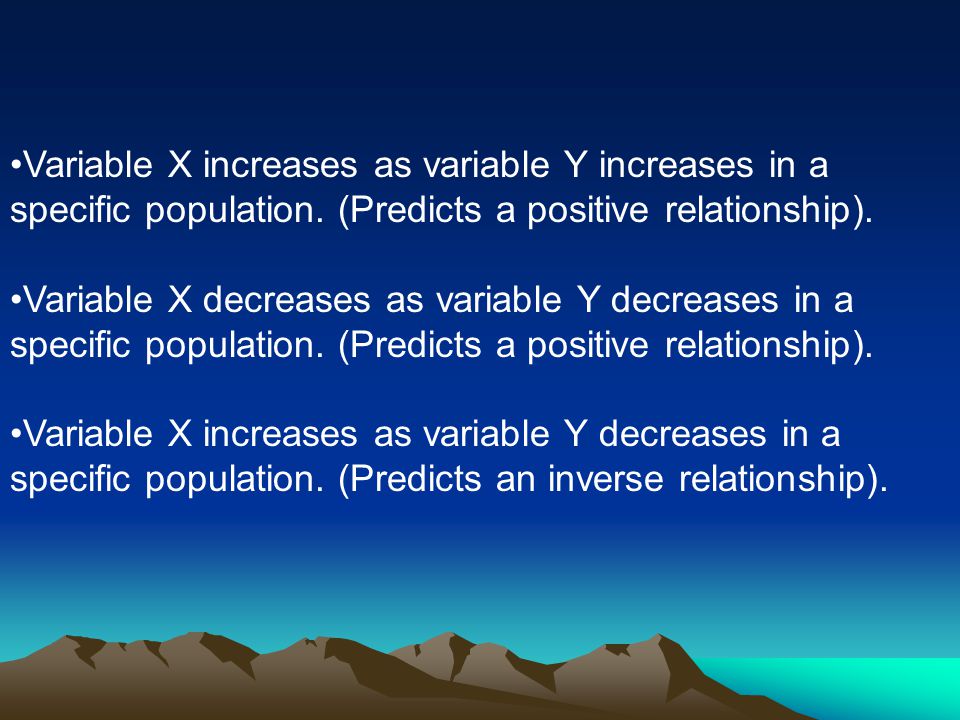 Variable X increases as variable Y increases in a specific population