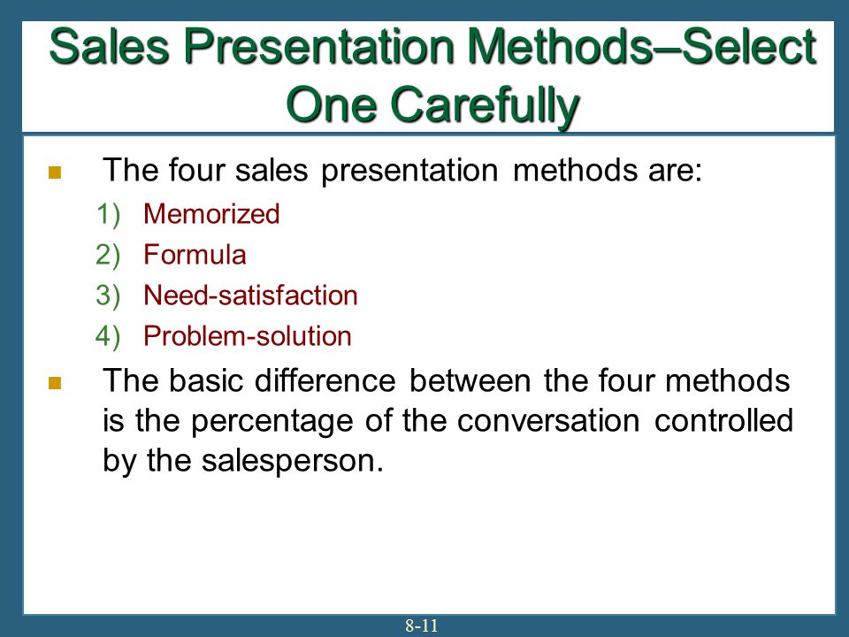 What are the 4 methods of presentation?
