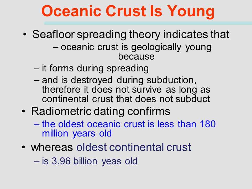 Dating of oceanic crust