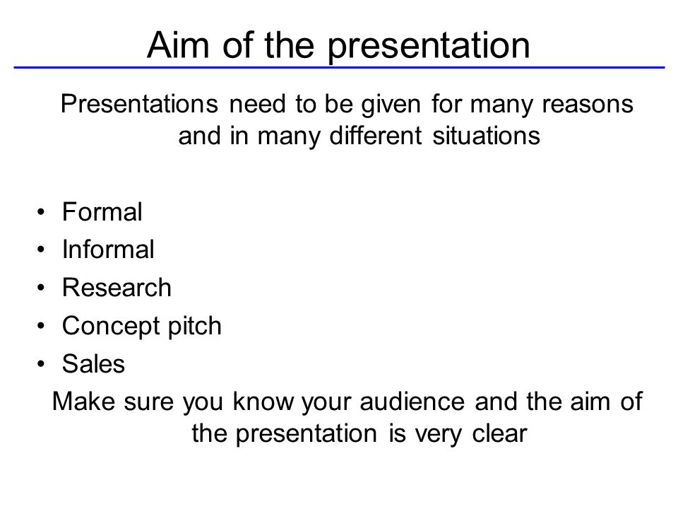 Aim of the presentation