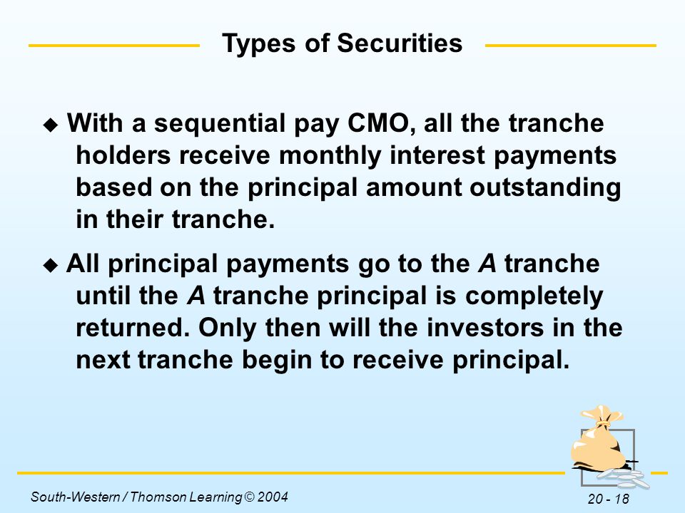 Types of Securities With a sequential pay CMO, all the tranche.
