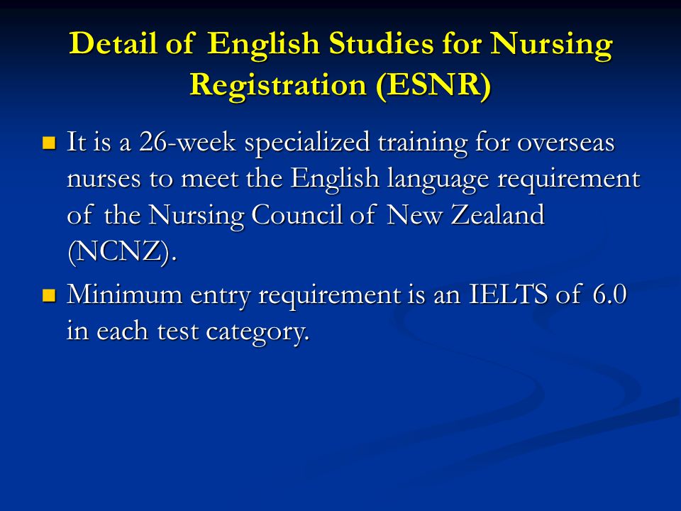 Detail of English Studies for Nursing Registration (ESNR)