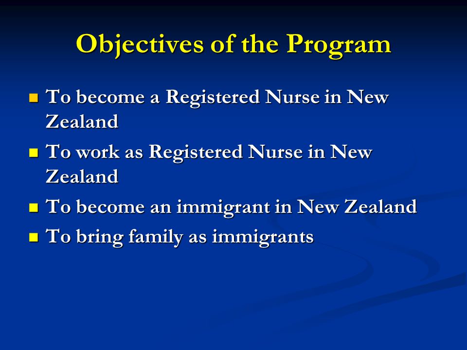 Objectives of the Program