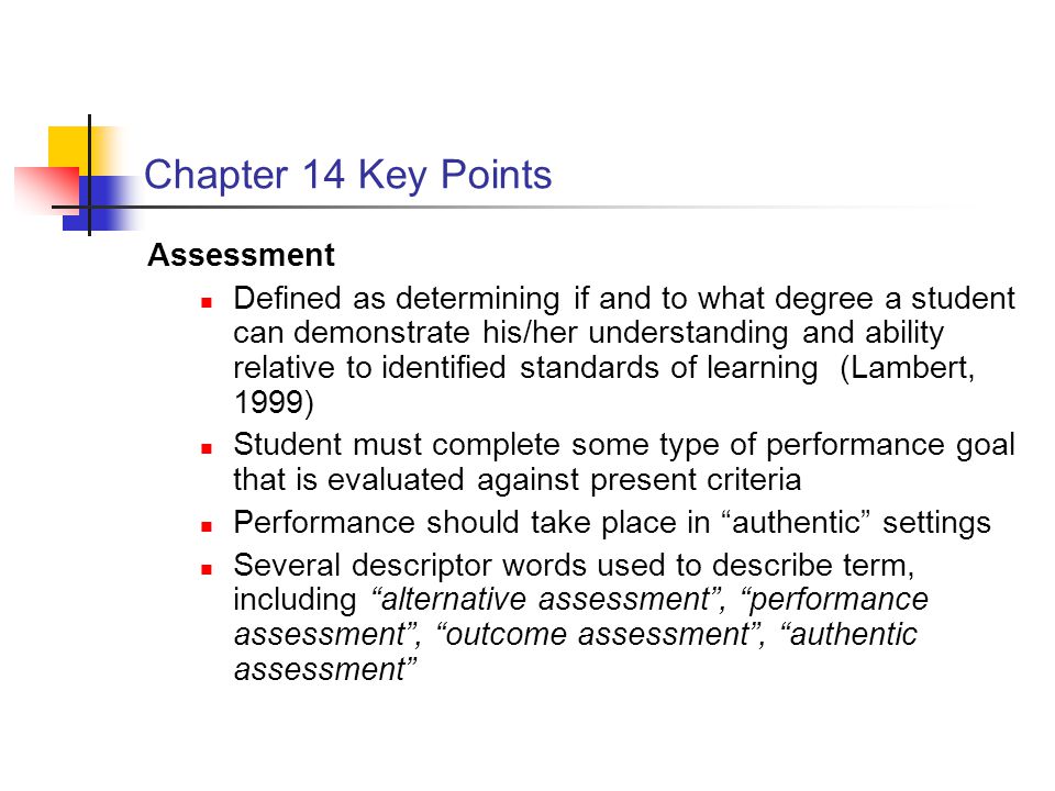 Chapter 14 Key Points Assessment