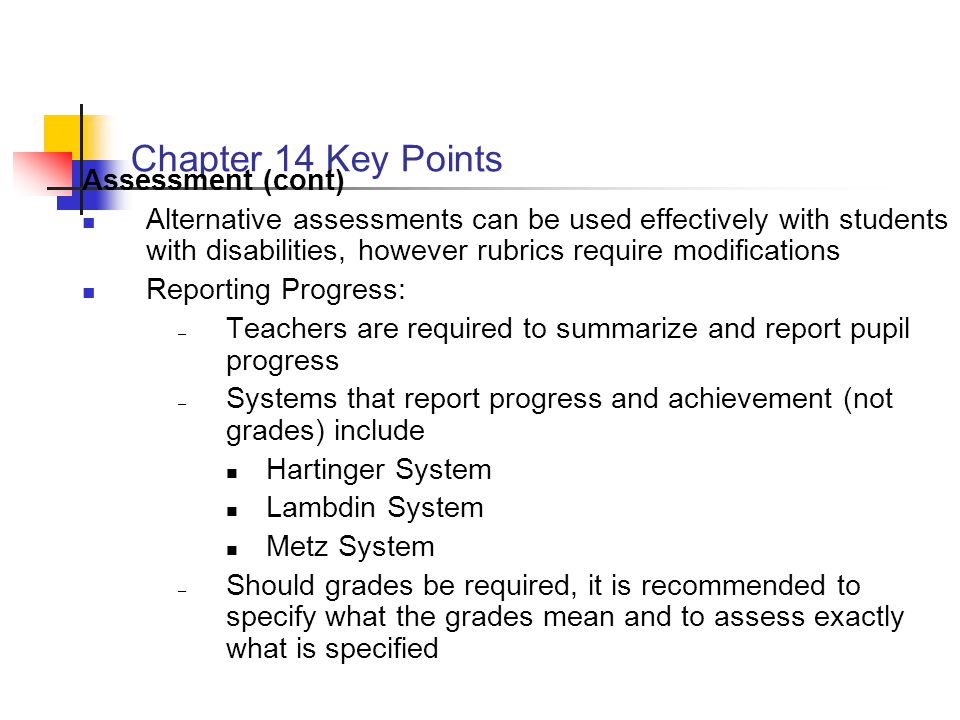 Chapter 14 Key Points Assessment (cont)
