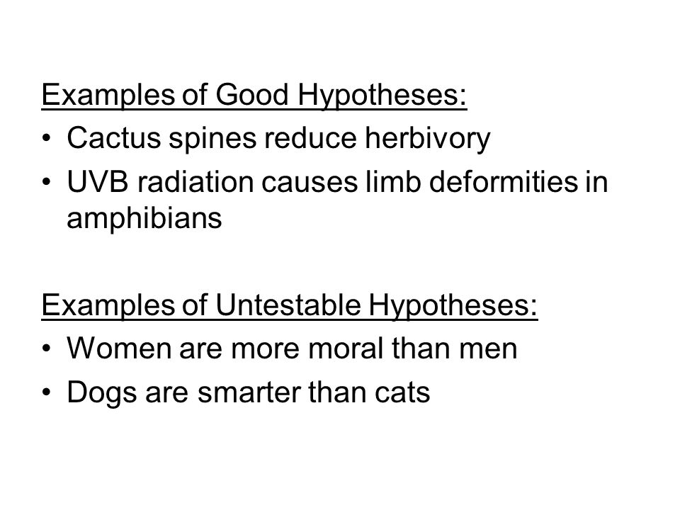 Examples of Good Hypotheses: