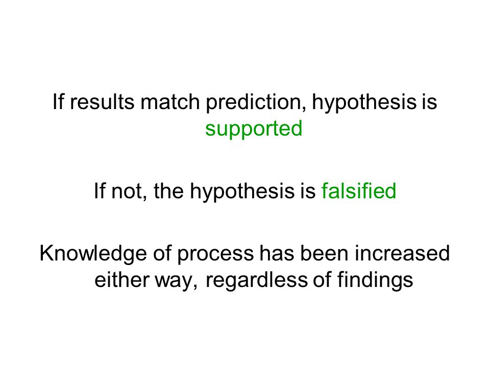 If results match prediction, hypothesis is supported