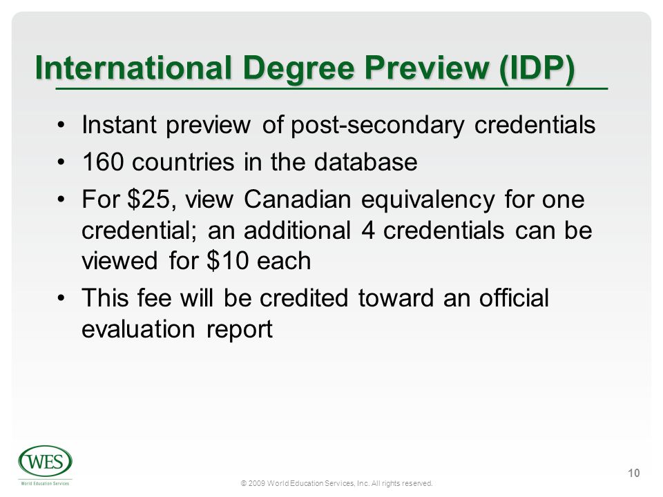 International Degree Preview (IDP)