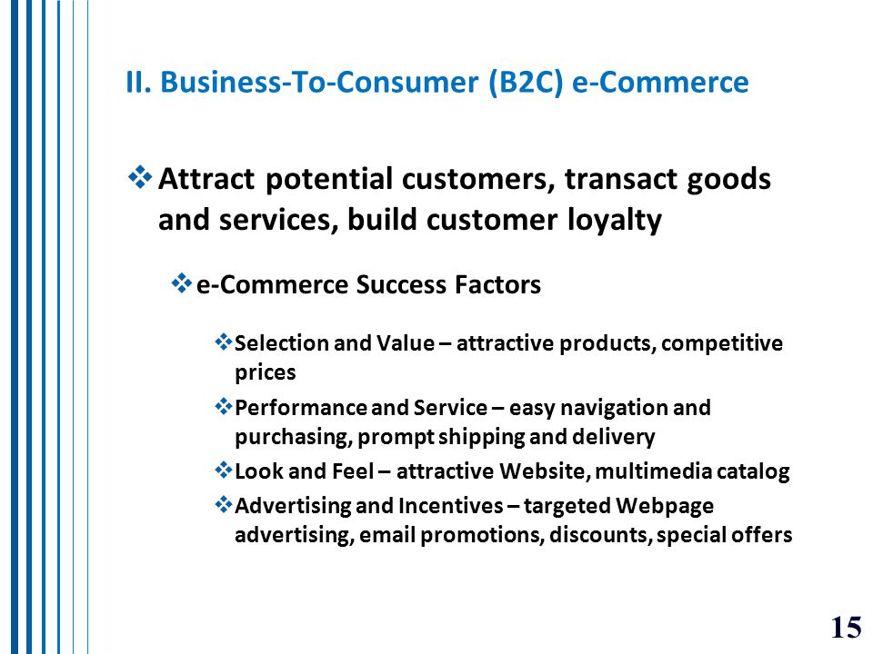 II. Business-To-Consumer (B2C) e-Commerce