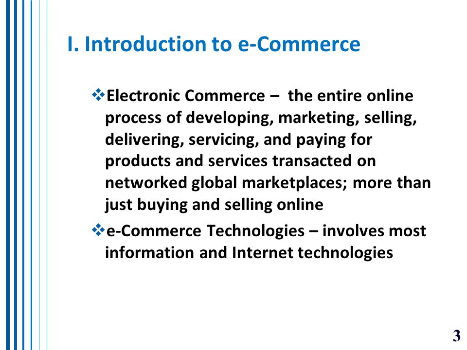 I. Introduction to e-Commerce