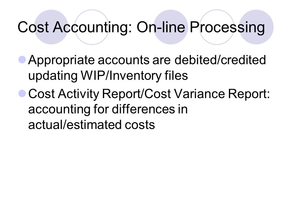 Cost Accounting: On-line Processing