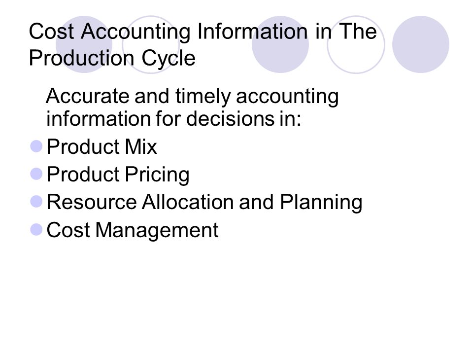 Cost Accounting Information in The Production Cycle